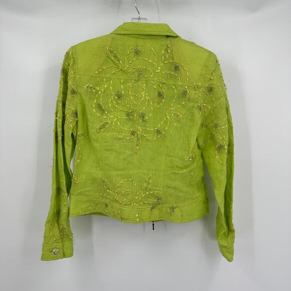 Javier Simorra Womens Jacket Sz M Ribbon Embroidery Boho Artisan Textured Unique - Picture 2 of 6